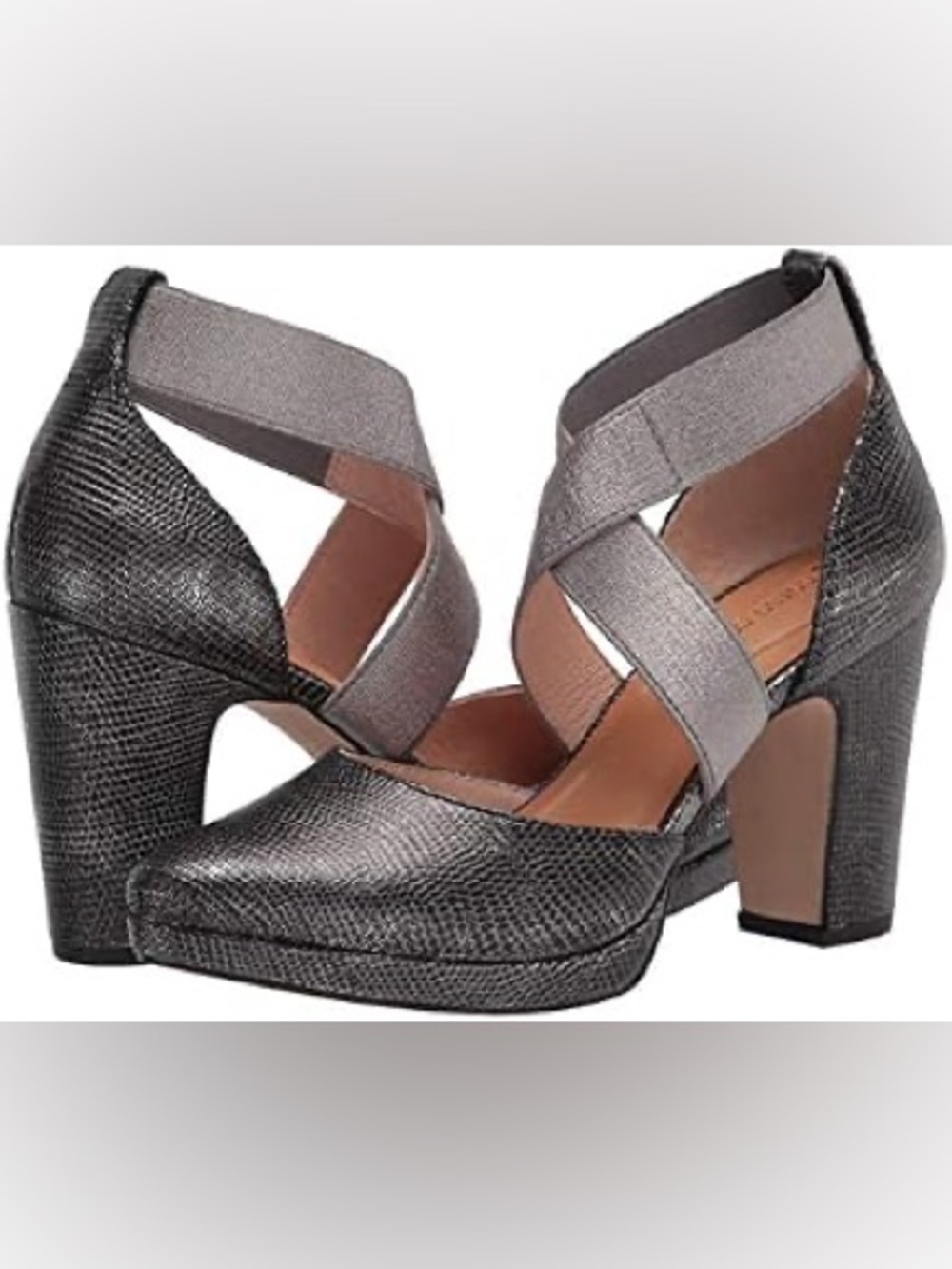 CC Corso Como Icelyn Platform pumps Gunmetal Silver Leather Size 9 1/2